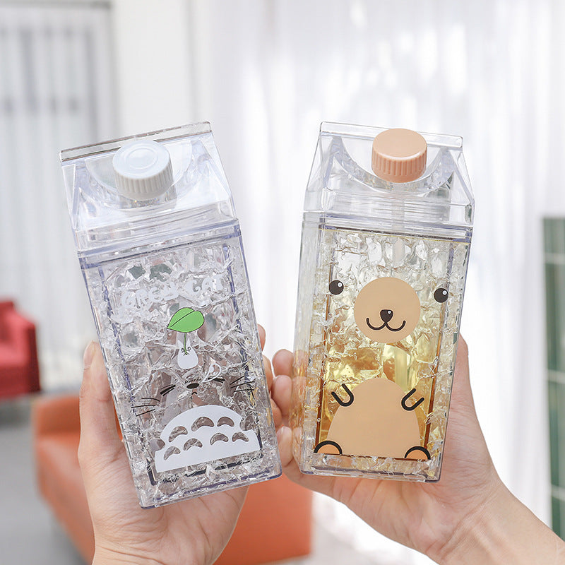 Cute Milk Carton Shaped Water Bottle – 400ml
