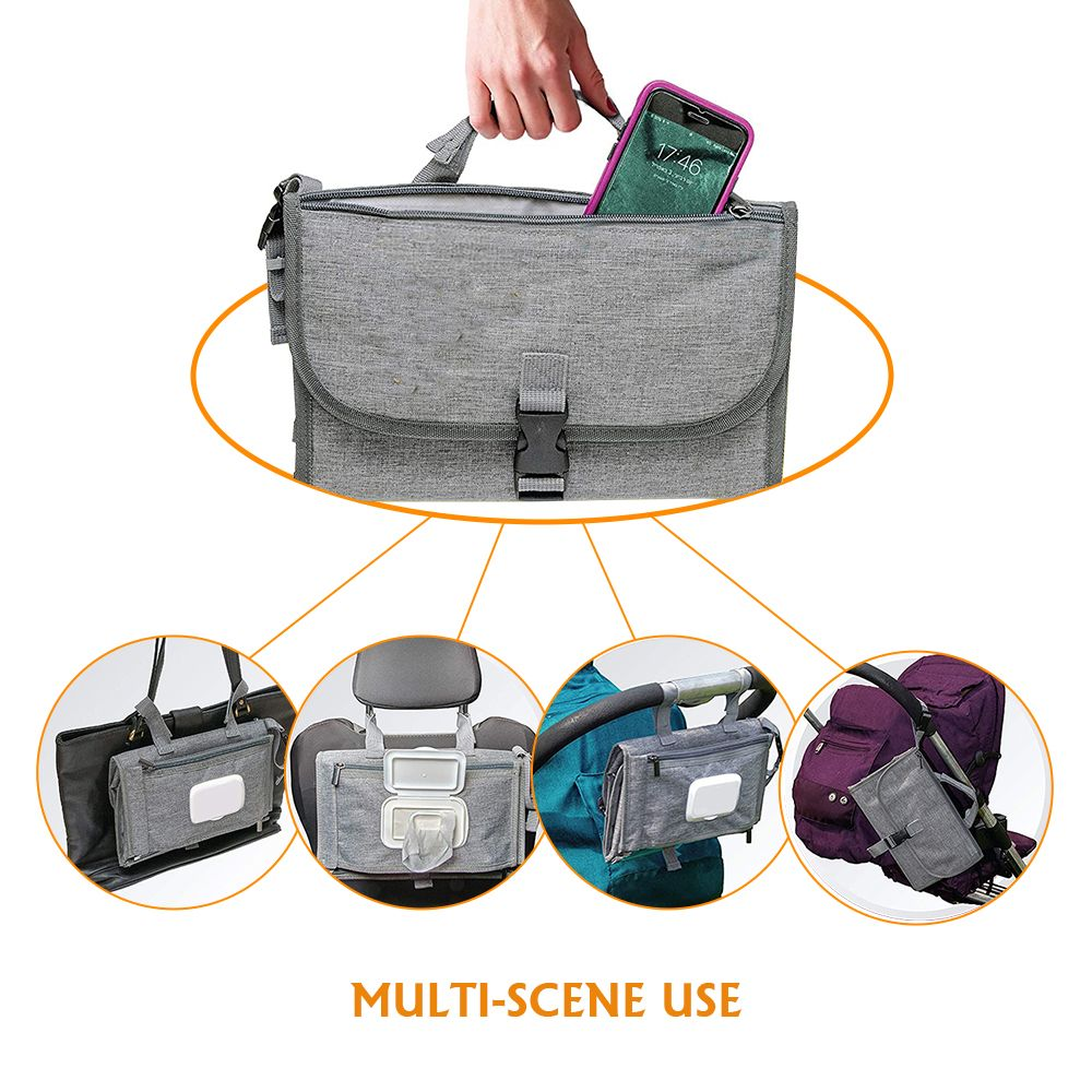 Portable Waterproof Diaper Changing Pad with Wipes Pocket
