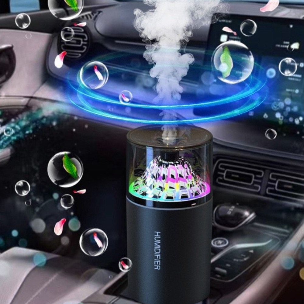 Portable Mini Volcano Humidifier - 400ml USB Desktop with Colorful LED Night Light