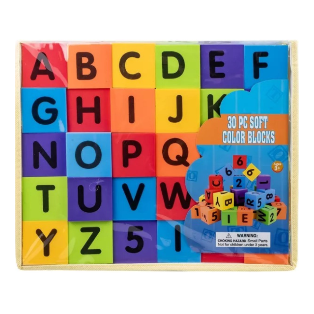 30-Piece Soft Color Blocks - Safe BPA-Free Building Blocks for Babies & Toddlers