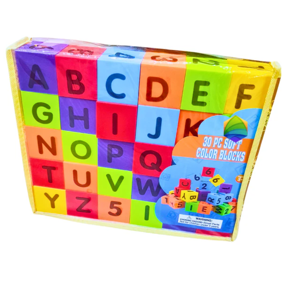 30-Piece Soft Color Blocks - Safe BPA-Free Building Blocks for Babies & Toddlers