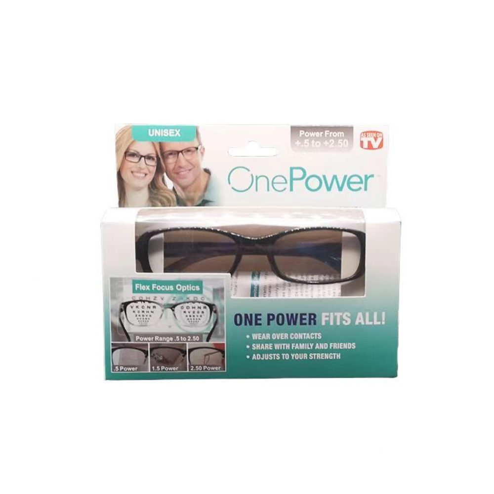 One Power Readers Glasses - Flex-Focus Adjustable Reading Glasses 0.5X to 2.5X