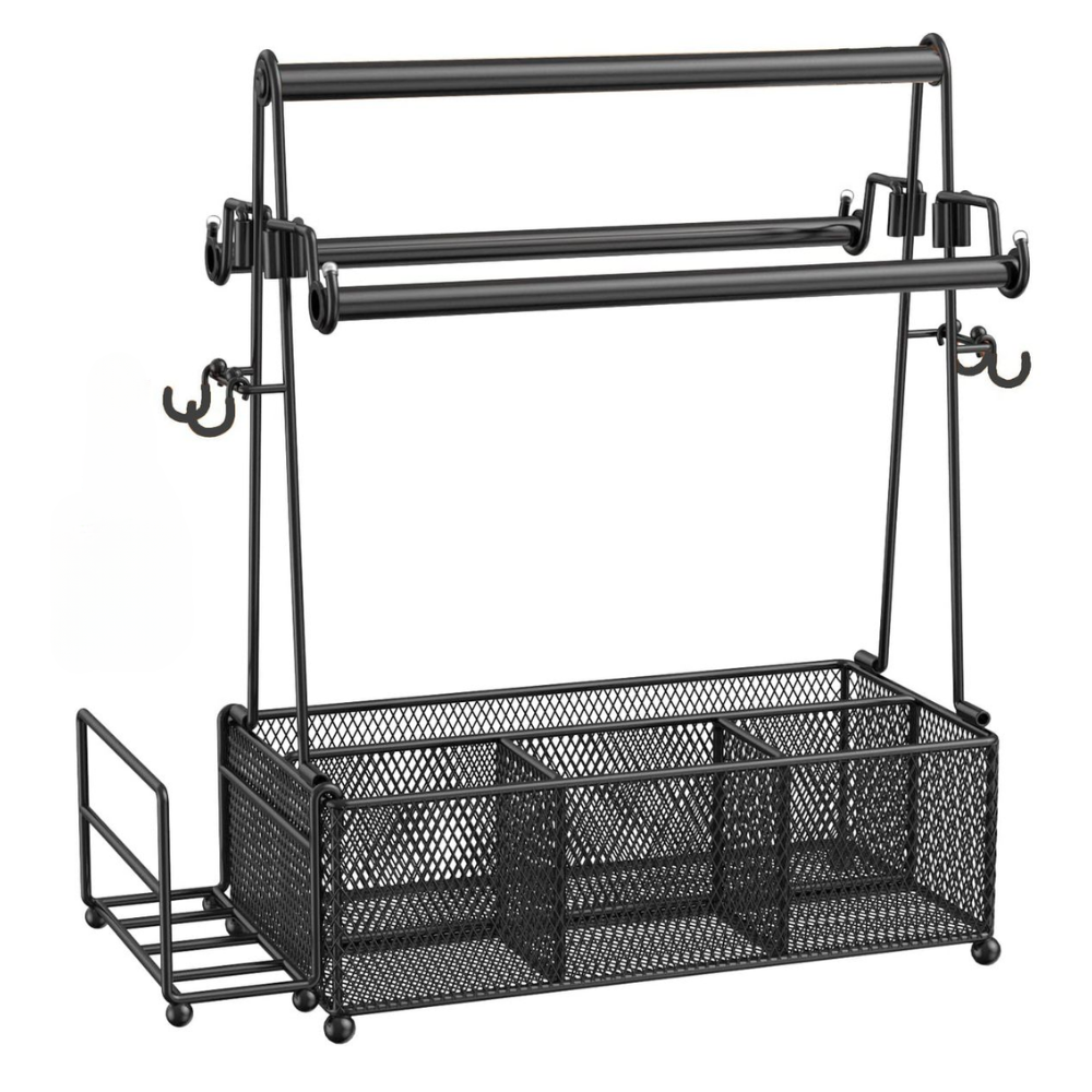 Mesh Utensil Caddy with Paper Towel & Napkin Holder