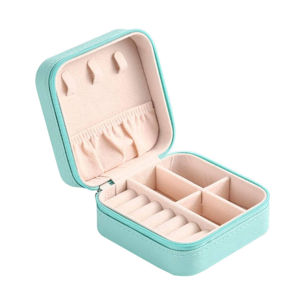 Mini Jewelry Box - Premium PU Leather Travel Organizer with Flannel Lining