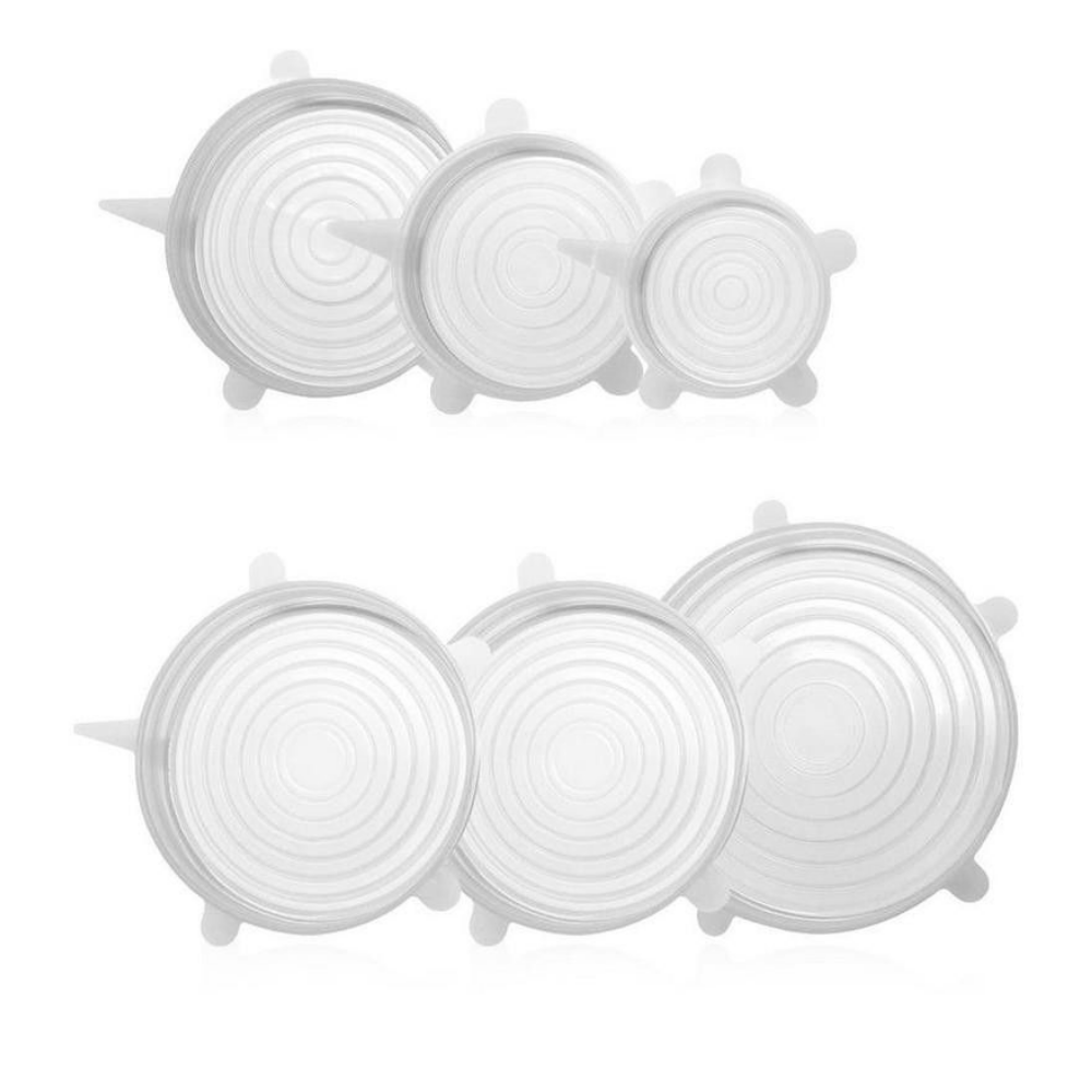 Clear Silicone Stretch Lid Set - 6 Piece Food Grade Reusable Bowl Covers