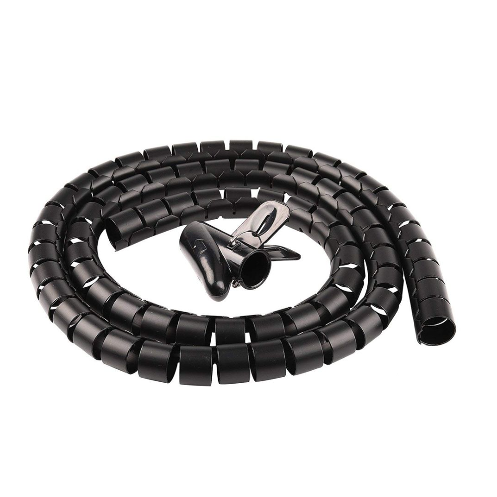 2m Cable Spiral Organizer Sleeve - Black Flexible PE Wire Management System DealRush