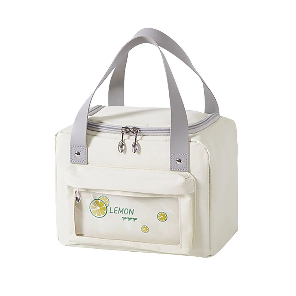 Nylon Zippered Insulated Cooler Lunch Bag - 6L Waterproof with Double Pocket Design