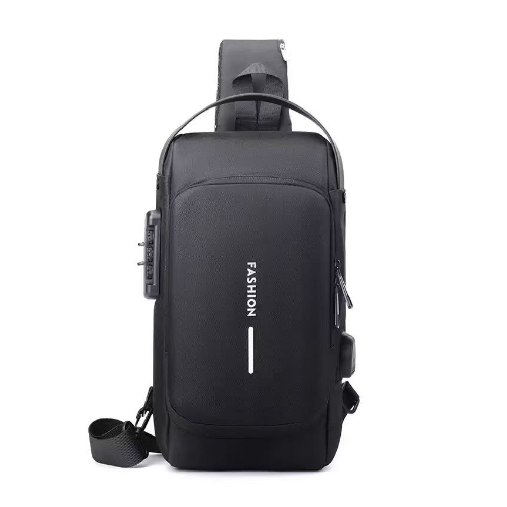 USB Charging Crossbody Sling Bag with Anti-Theft Lock - Waterproof Messenger Bag