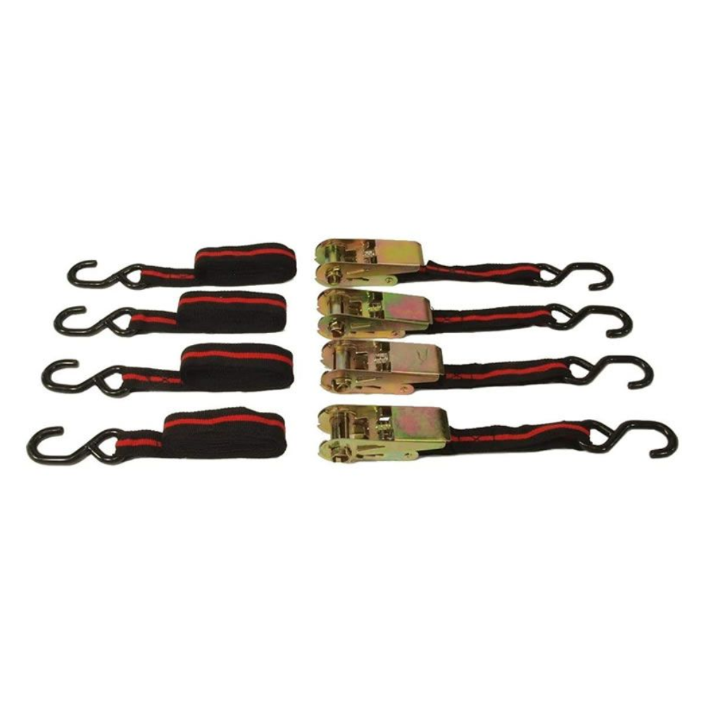 Professional Ratchet Tie Down Straps 25mm - 4 Pack with S-Hooks DealRush