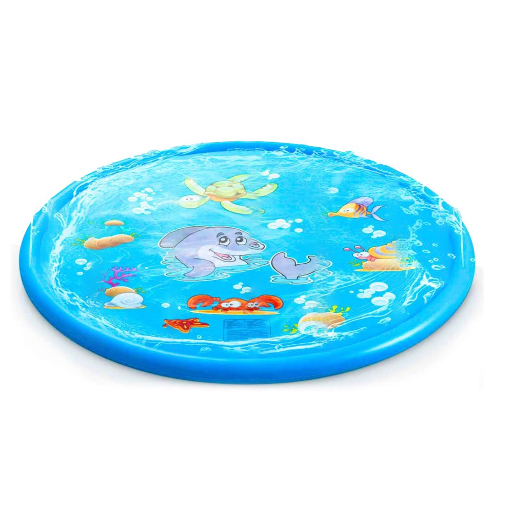 Kids Inflatable Sprinkler Pool Mat - Blue Splash Pad & Wading Pool (100cm & 170cm)