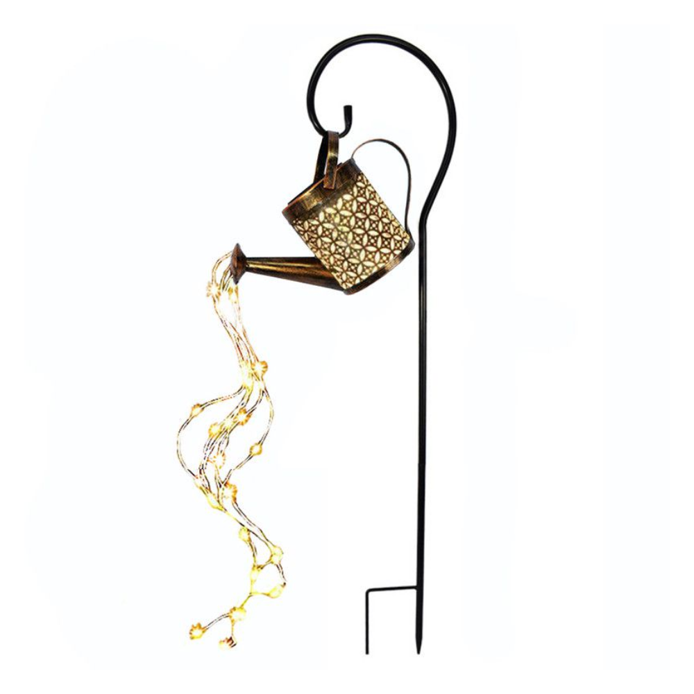 Solar Powered Watering Can Decorative Light - Garden Lantern with Cascading LED Lights DealRush