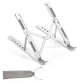 Adjustable Foldable Aluminum Laptop Stand – 6-Level Ergonomic Design, Silver DealRush