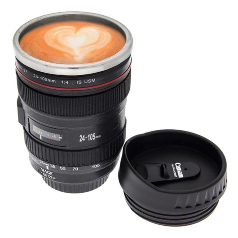 Camera Lens Mug with Lid