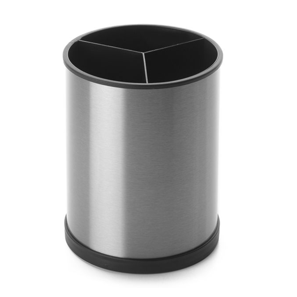 Stainless Steel Rotating Storage Bucket - 3 Division Utensil Holder