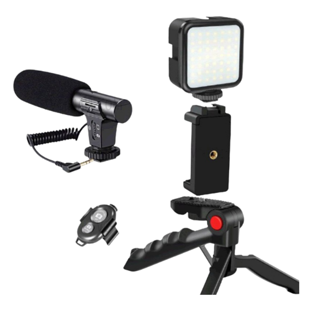 Complete Video-Making Kit - LED Light, Microphone, Tripod & Remote for Smartphones