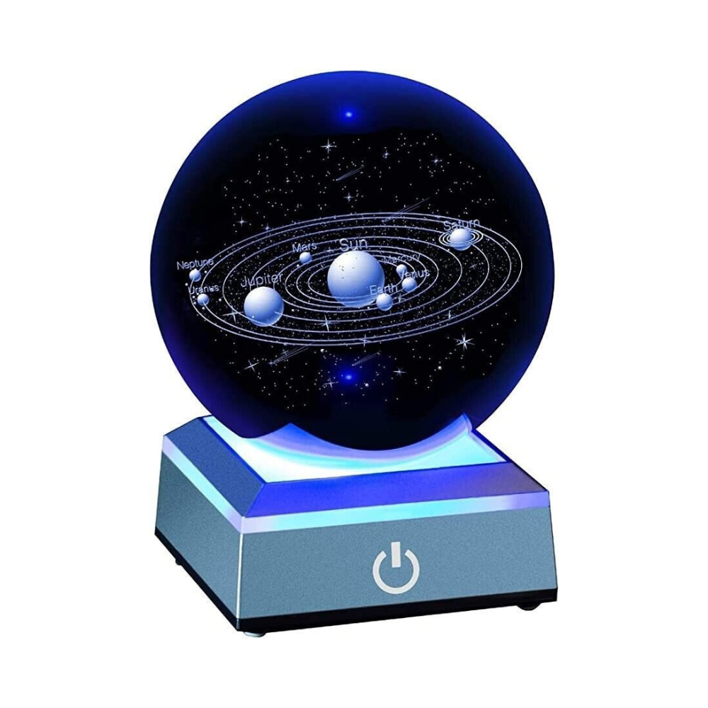Solar System Crystal Ball - 8cm K9 Crystal Globe with 6-Mode LED Base & Touch Control DealRush