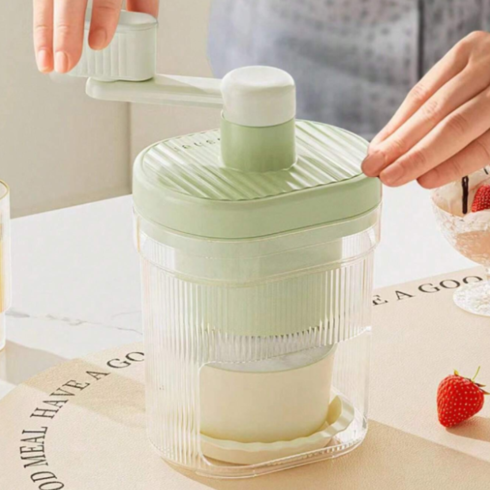 Manual Rotary Ice Crusher Machine - Effortless Shaved Ice Maker with Stainless Steel Blades