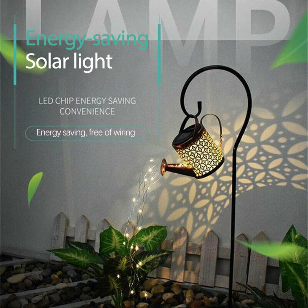 Solar Powered Watering Can Decorative Light - Garden Lantern with Cascading LED Lights DealRush