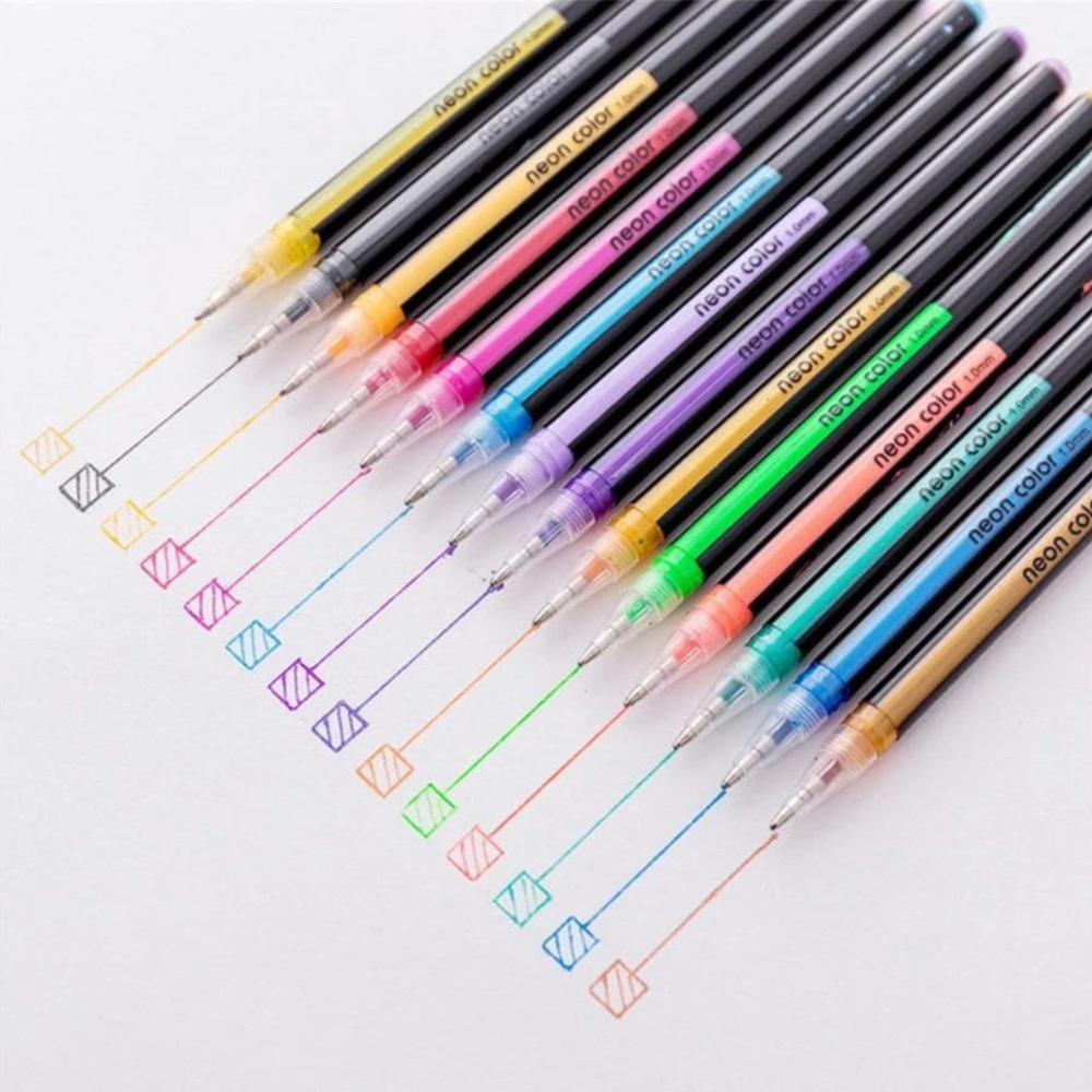 48 Neon Gel Pens – 1.0mm Fine Tip
