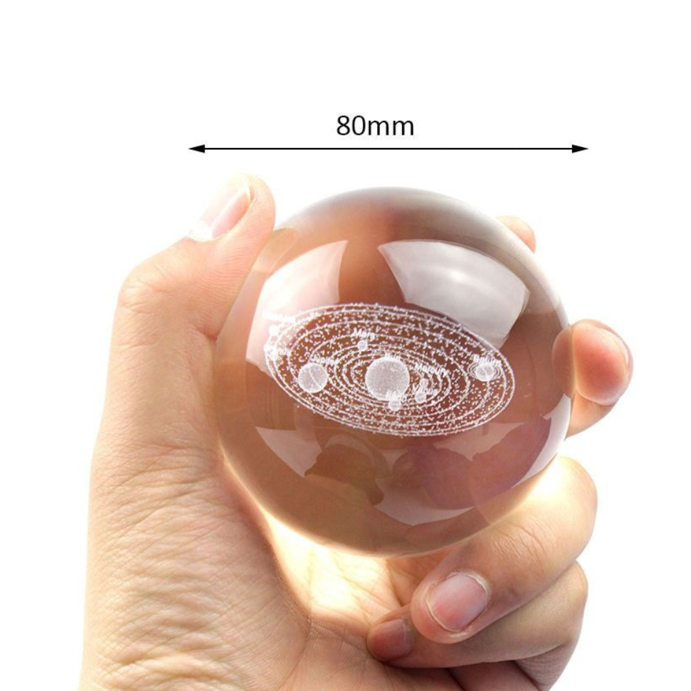 Solar System Crystal Ball - 8cm K9 Crystal Globe with 6-Mode LED Base & Touch Control DealRush