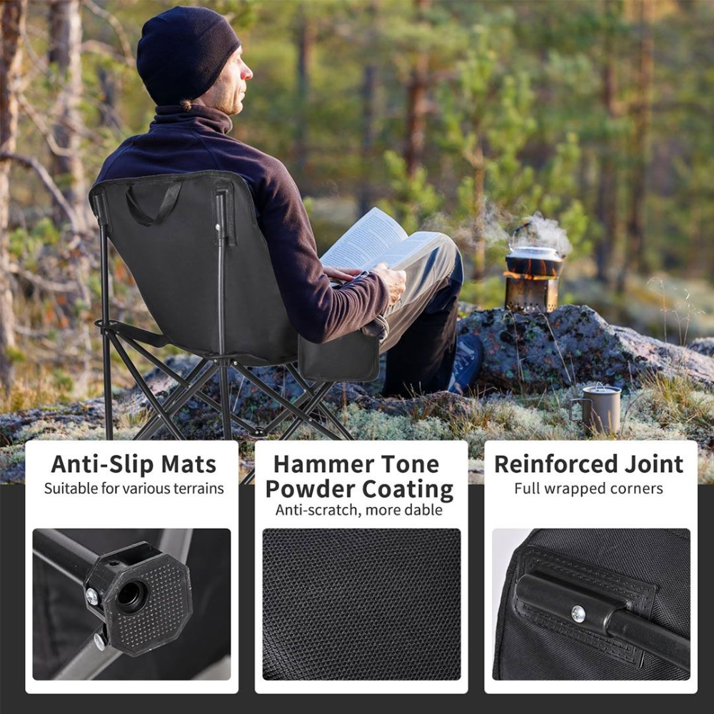 Lightweight Folding Camping Chair with Triple Padded Cushion - Portable Outdoor Chair