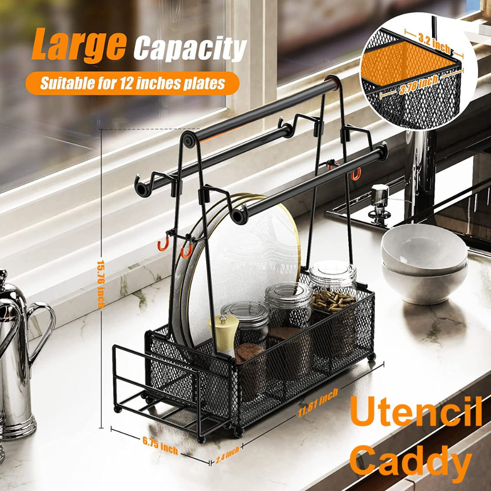 Mesh Utensil Caddy with Paper Towel & Napkin Holder