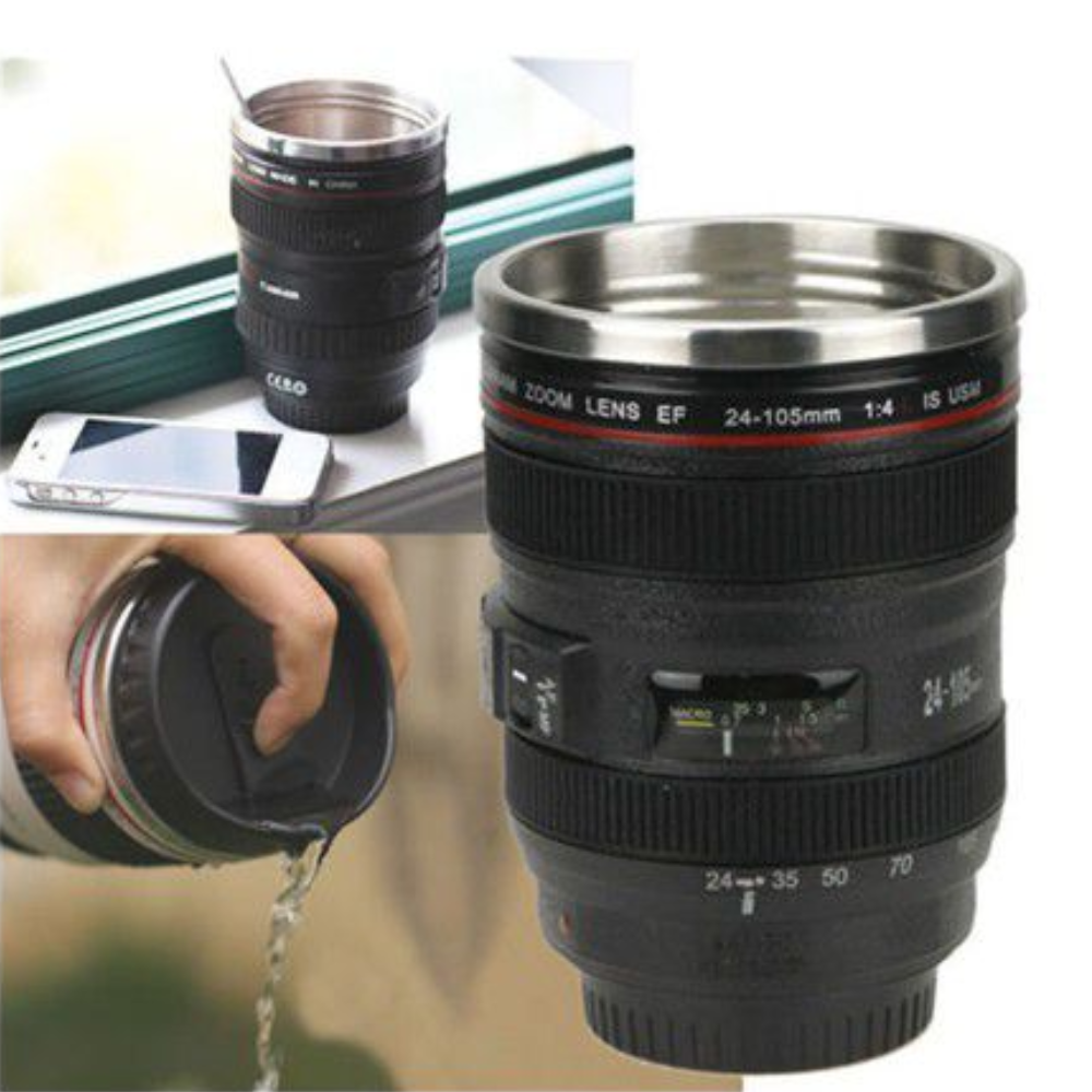 Camera Lens Mug with Lid