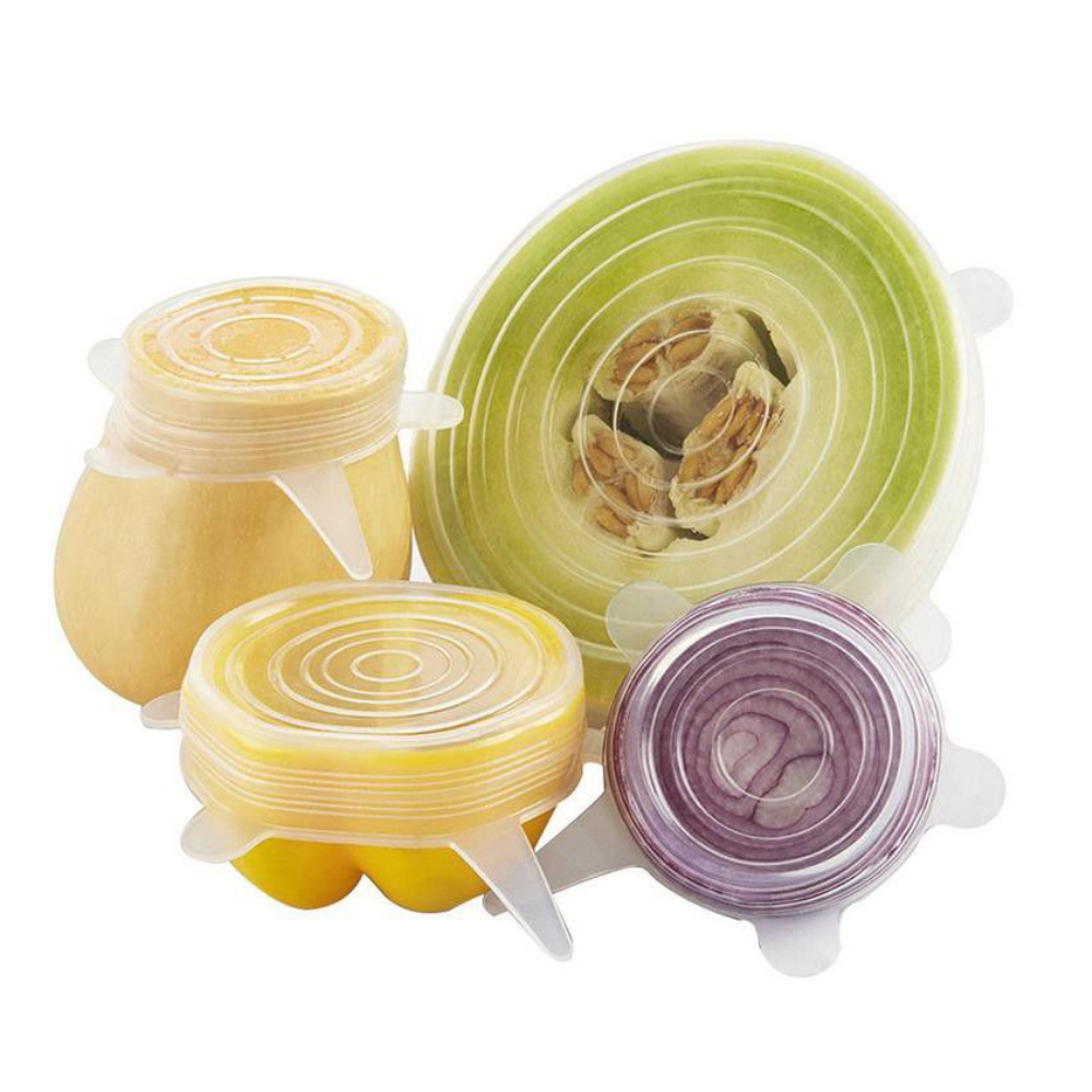 Clear Silicone Stretch Lid Set - 6 Piece Food Grade Reusable Bowl Covers
