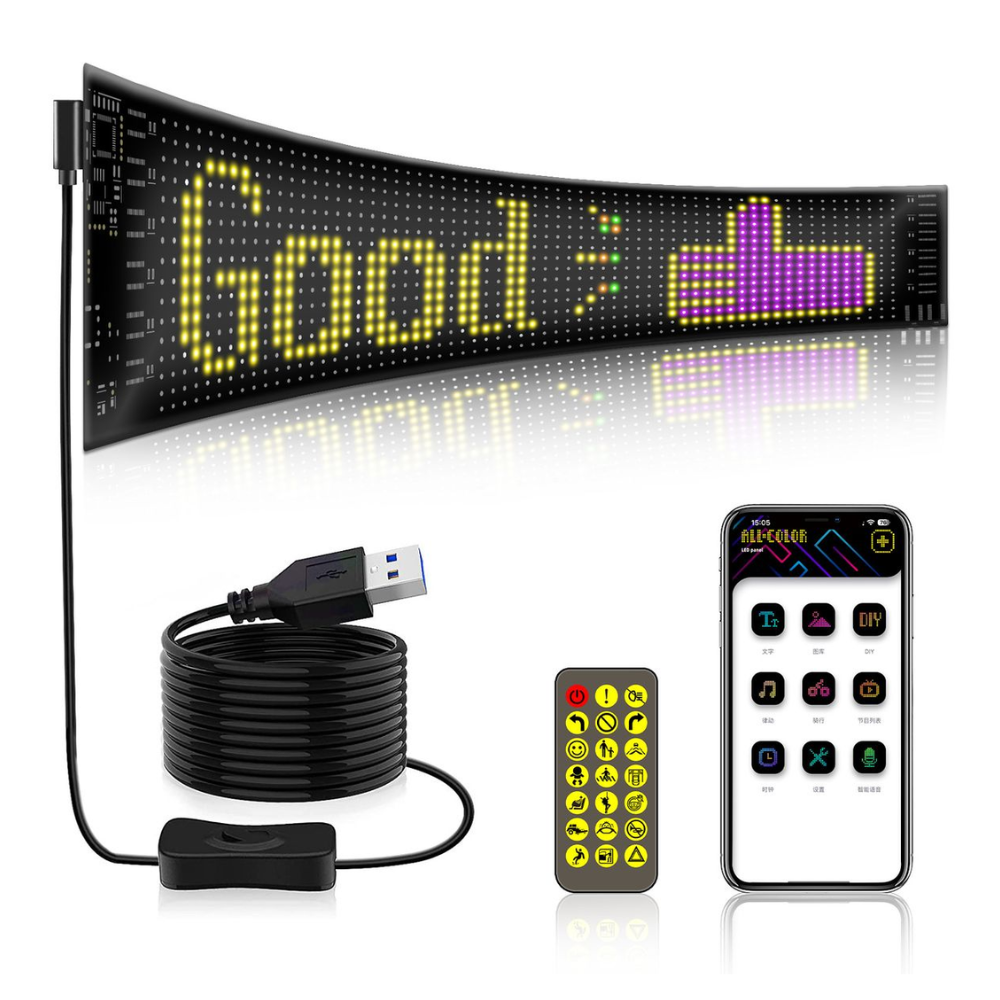 Flexible Colourful LED Matrix Panel - App Controlled Smart Display (3 Size Options)