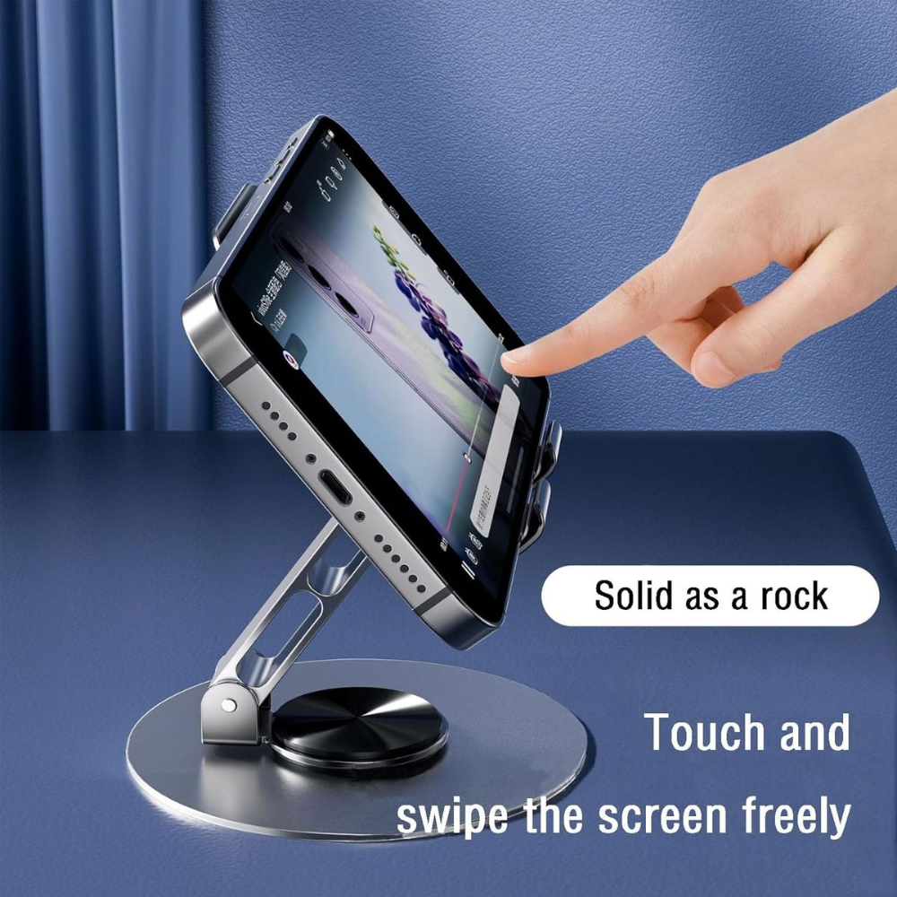 360° Rotatable Dual Folding Cell Phone Stand - Black