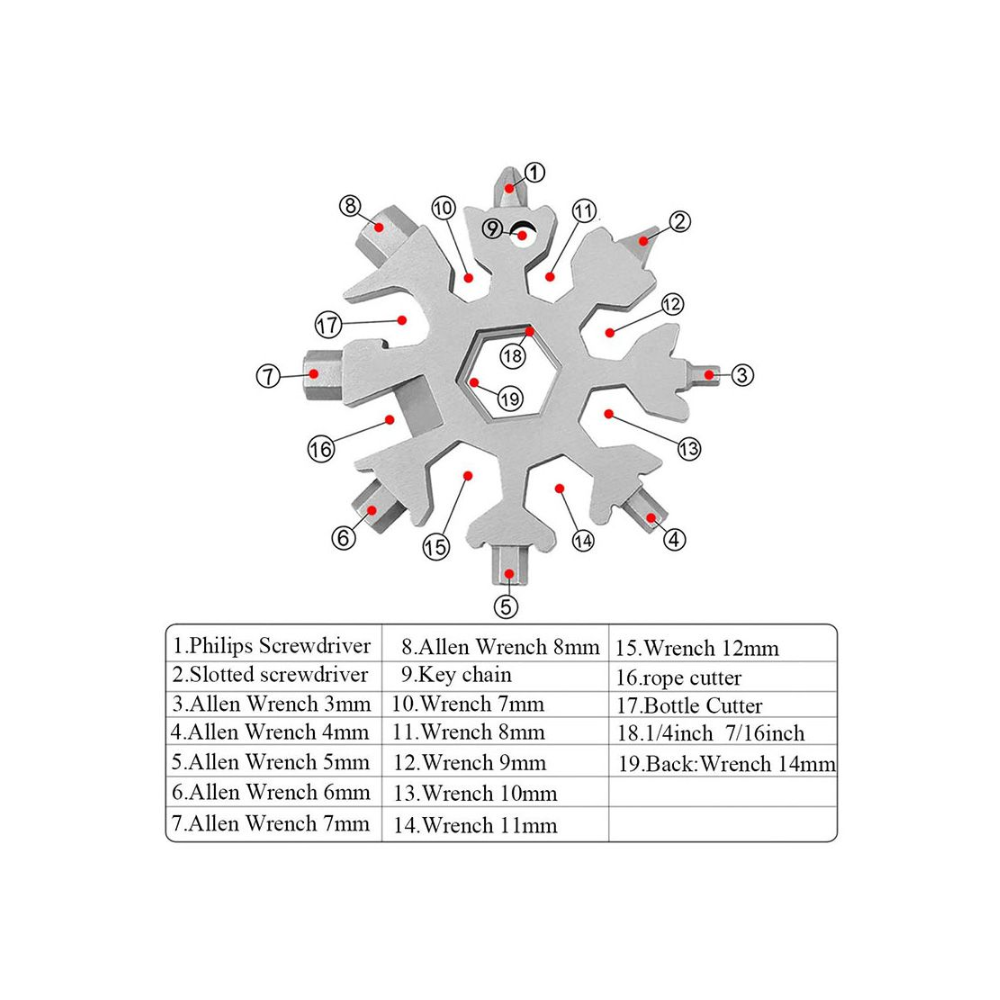 3-Pack 18-in-1 Snowflake Multi-tool Set - Stainless Steel Screwdriver & Wrench