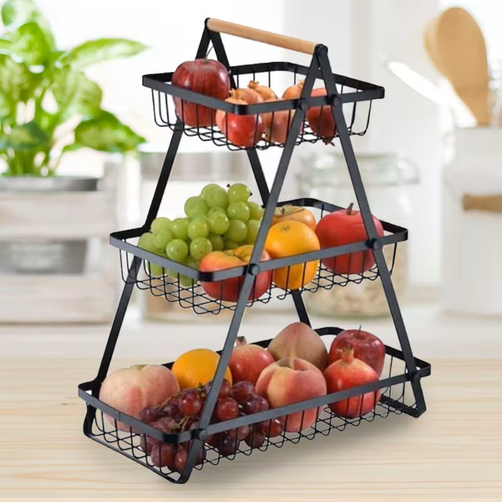 3-Layer Fruit Storage Basket with Handle