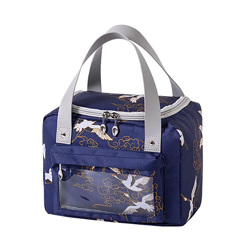 Nylon Zippered Insulated Cooler Lunch Bag - 6L Waterproof with Double Pocket Design