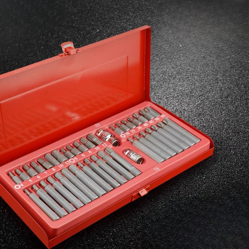 Professional 40 Piece Hex Spline Torx Bit Set with Red Metal Case DealRush