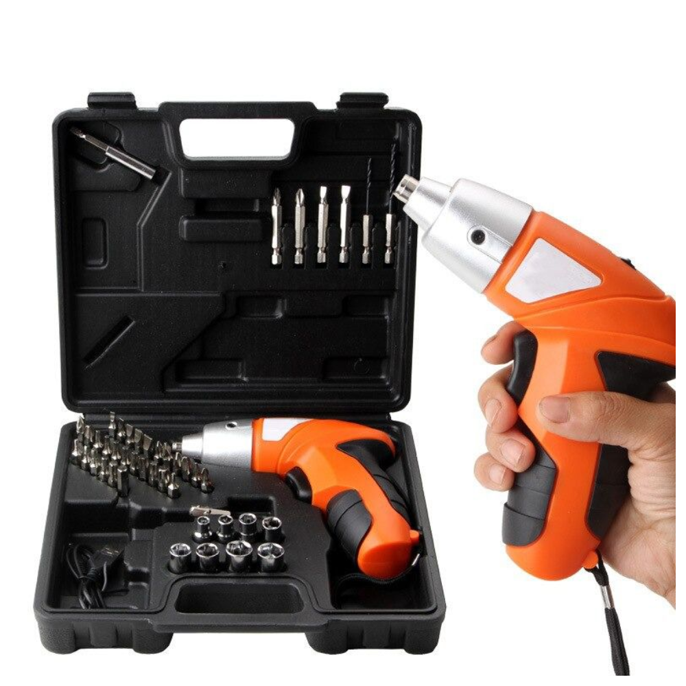 45Pcs 4.8V Rechargeable Electric Cordless Screwdriver Drill Set - Complete Tool Kit
