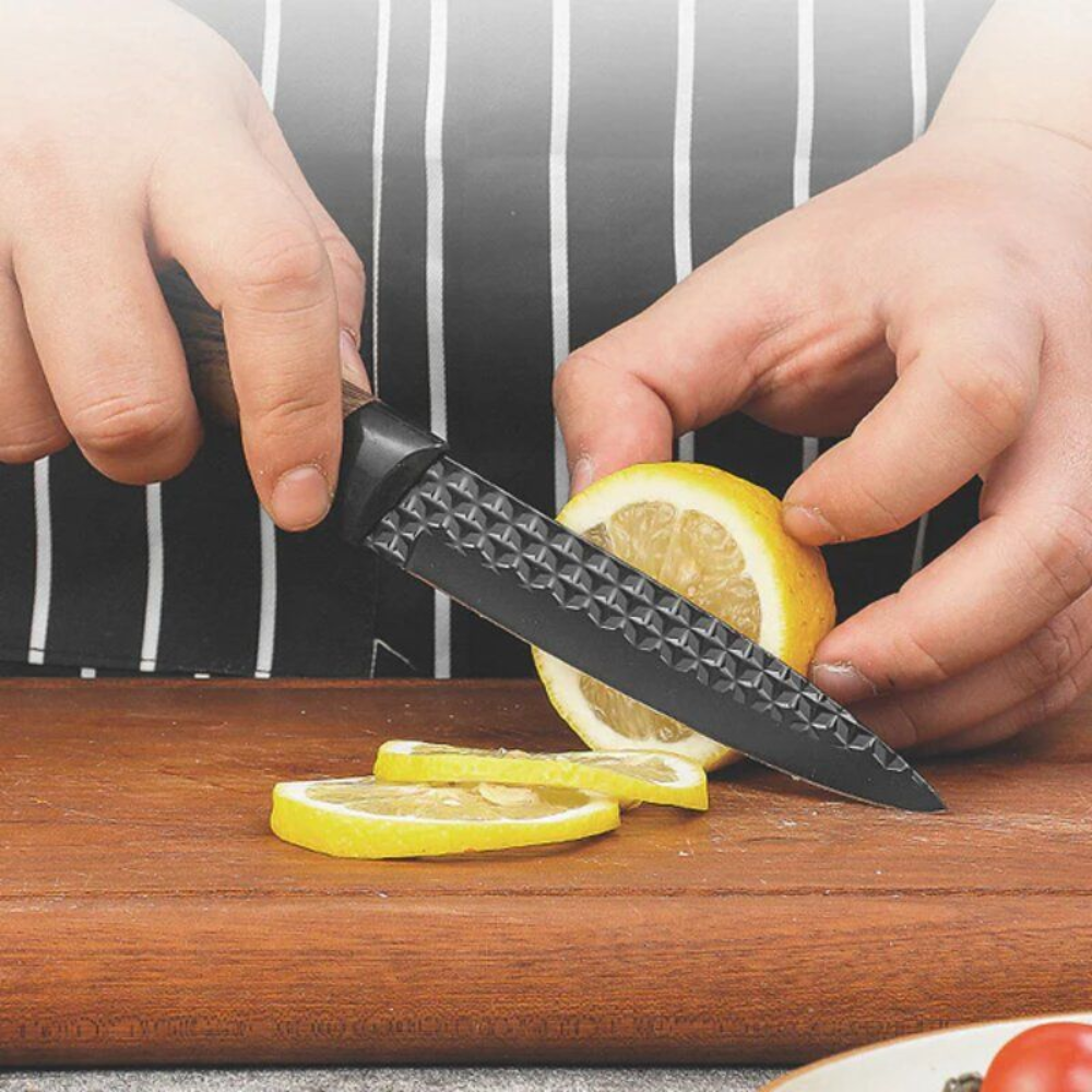 6-Piece Lightweight Kitchen Knife Set - Eco-Friendly Wheat Straw Handles with Stainless Steel Blades