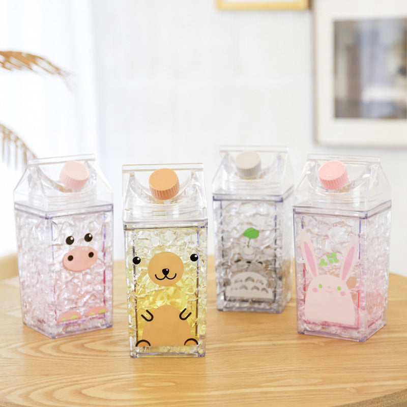 Cute Milk Carton Shaped Water Bottle – 400ml