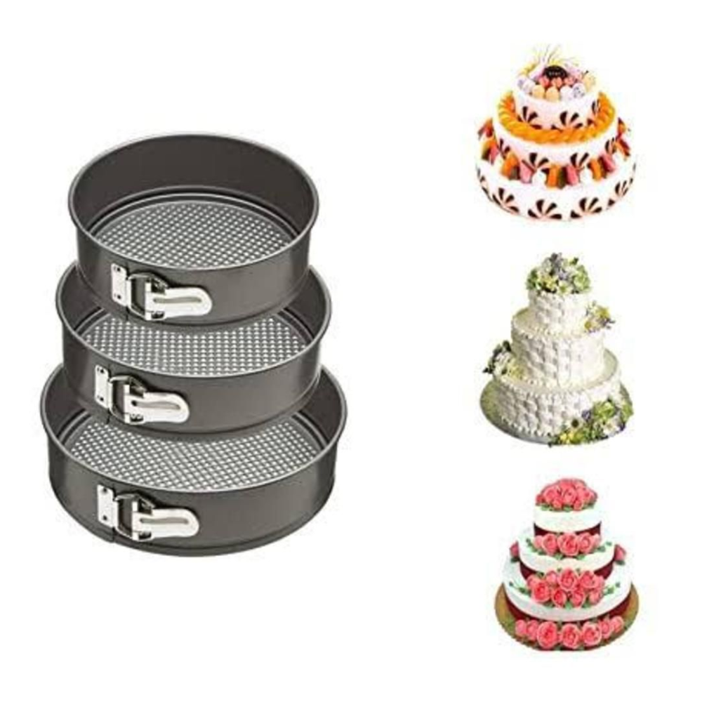 3 Set Round Cake Molds with Removable Bottom - Springform Pans 24cm, 26cm, 28cm