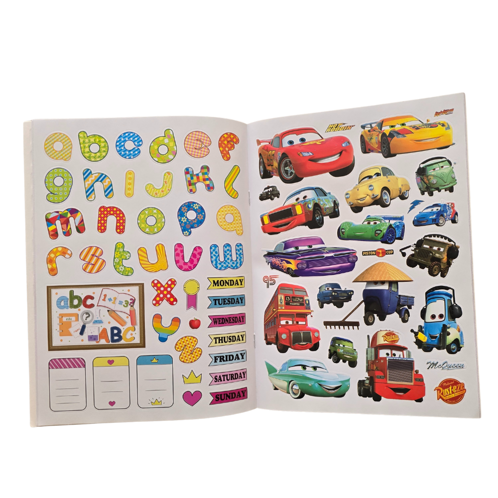 Cars Character Workbooks Set - ABC + 123 Beginning English with Stickers (Set of 2)