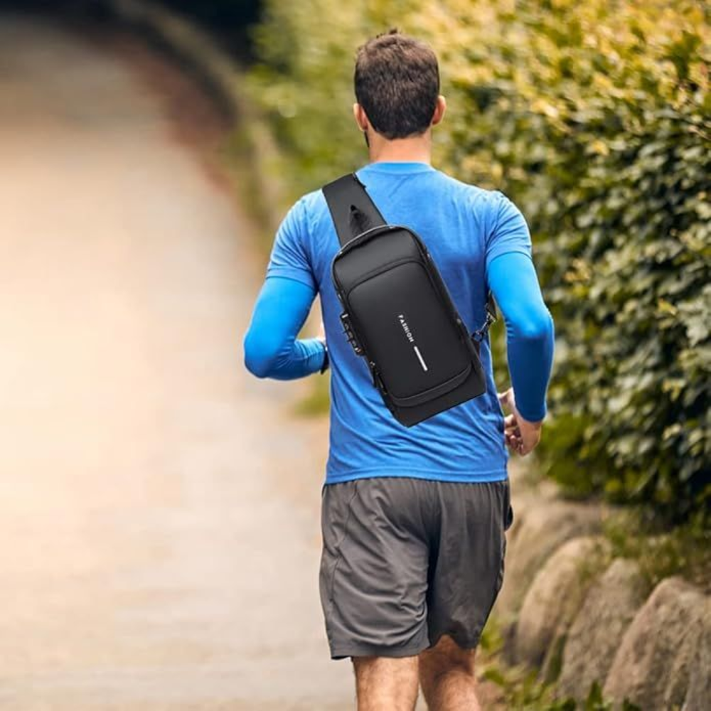 USB Charging Crossbody Sling Bag with Anti-Theft Lock - Waterproof Messenger Bag