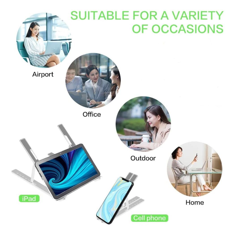 Adjustable Foldable Aluminum Laptop Stand – 6-Level Ergonomic Design, Silver