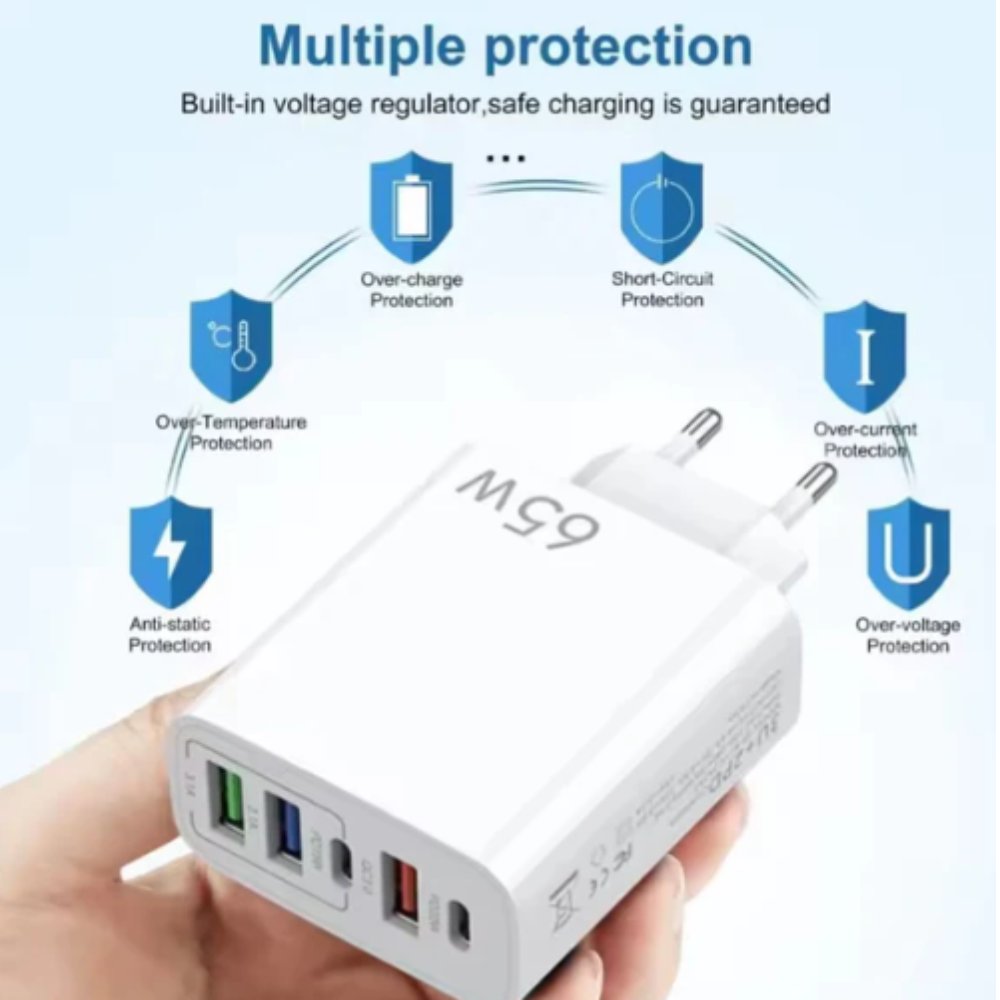 5-Port 65W PD Fast Charging Station - USB-A & USB-C Multi-Device Charger DealRush