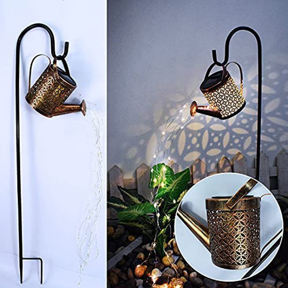 Solar Powered Watering Can Decorative Light - Garden Lantern with Cascading LED Lights DealRush