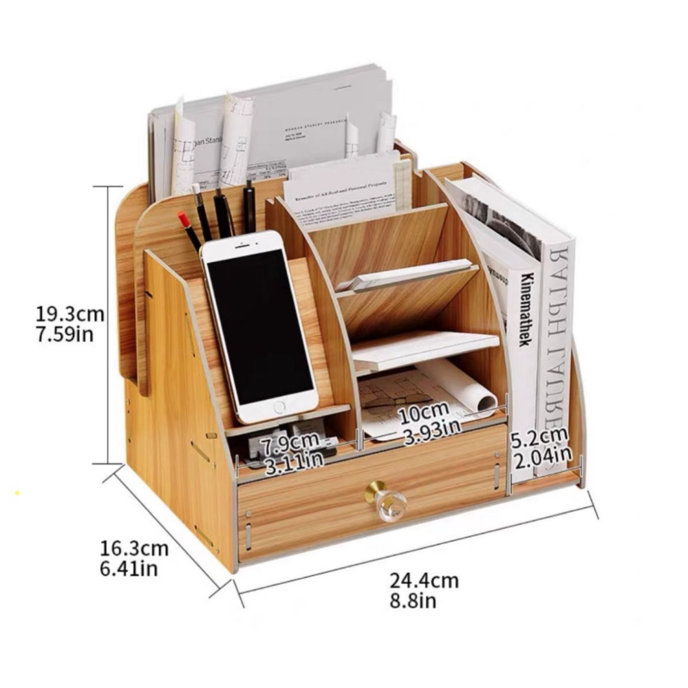 Multi-Functional Wooden Desktop Organizer
