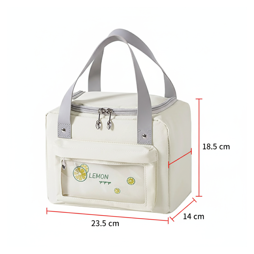 Nylon Zippered Insulated Cooler Lunch Bag - 6L Waterproof with Double Pocket Design