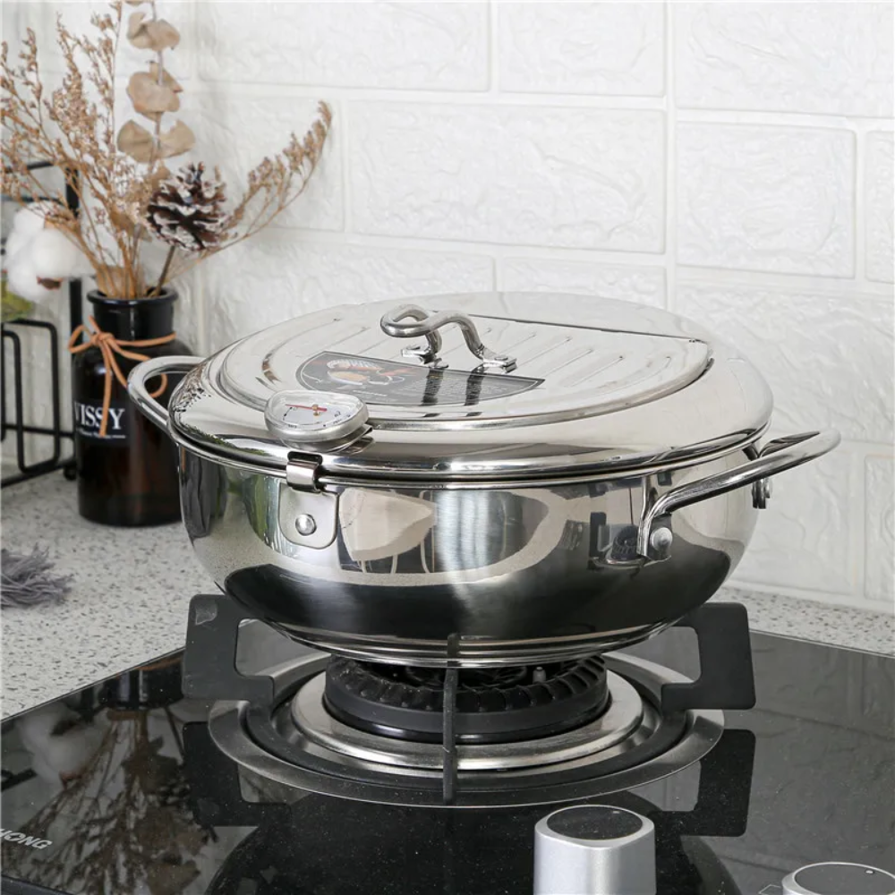 2.2L Stainless Steel Deep Frying Pot with Side Handles