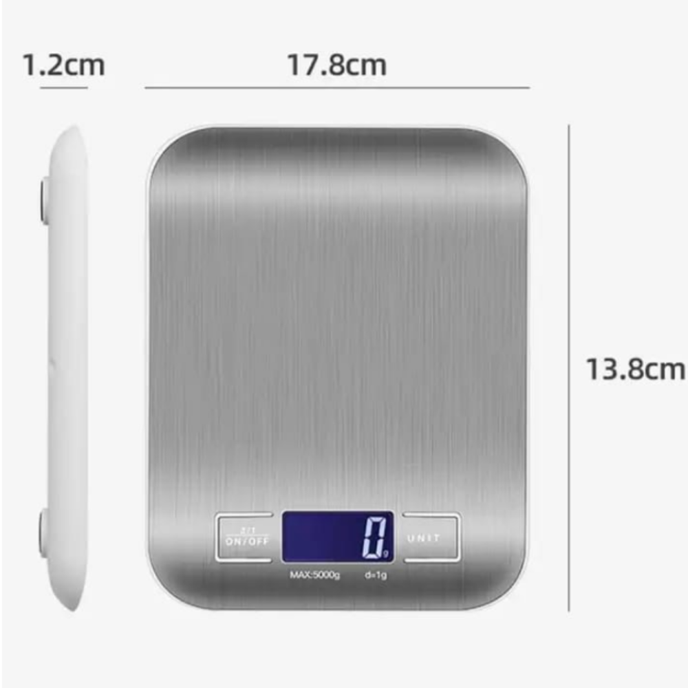5kg Stainless Steel Digital Kitchen Food Scale - High Precision with Large LCD Display
