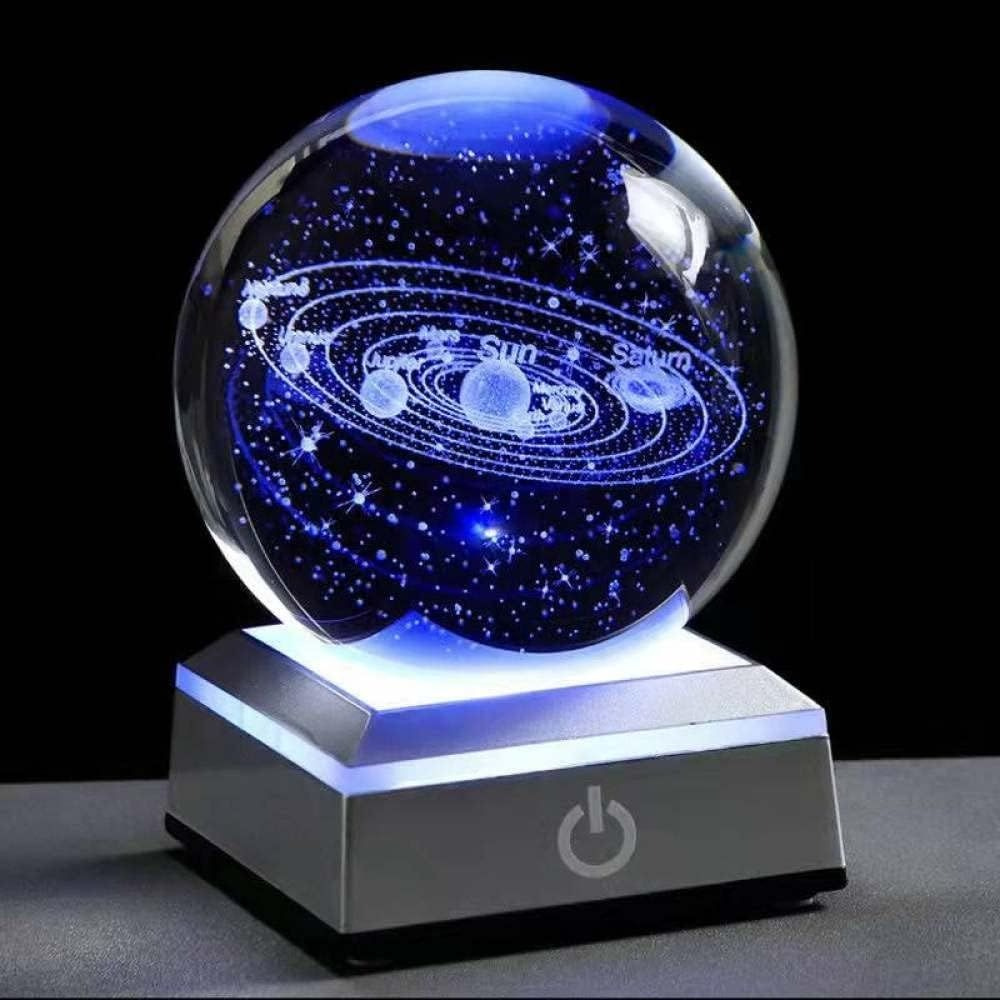 Solar System Crystal Ball - 8cm K9 Crystal Globe with 6-Mode LED Base & Touch Control DealRush