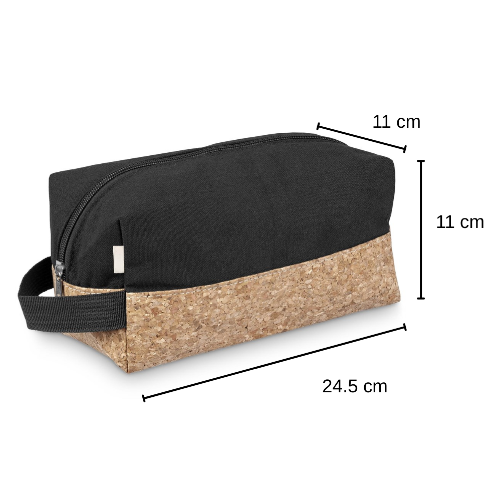 Cork & Cotton Toiletry Bag - Eco-Friendly Travel Organiser 24.5x11x11cm