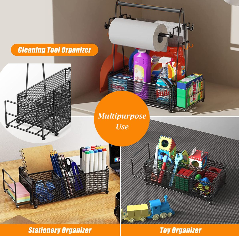 Mesh Utensil Caddy with Paper Towel & Napkin Holder